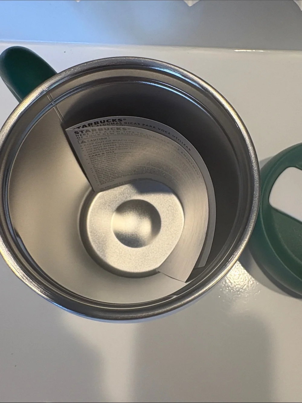 NWT 2026 Starbucks Stainless Rippled Mug white & Green;  12 oz